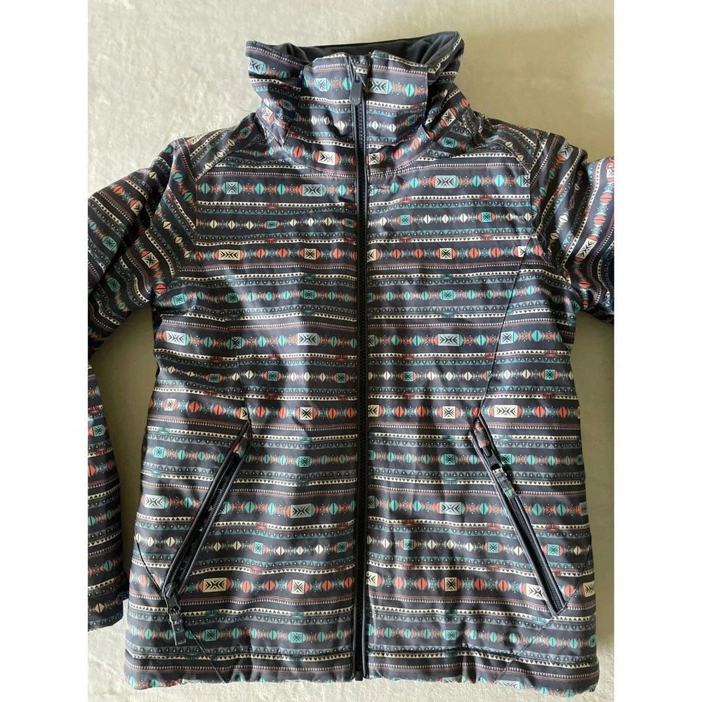 Roxy Kids Ski Snowboard Jacket Girls Size 10/M/M Geometric Print DryFlight 10K‎
